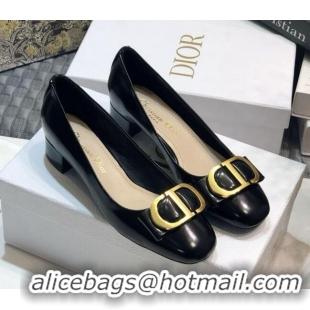 Perfect Dior Shiny Calfskin Pumps with CD Bow 122248 Black