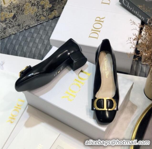 Perfect Dior Shiny Calfskin Pumps with CD Bow 122248 Black