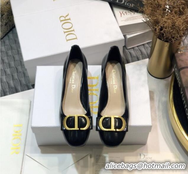 Perfect Dior Shiny Calfskin Pumps with CD Bow 122248 Black