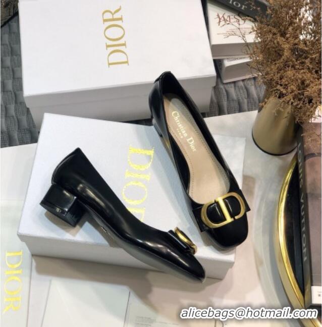 Perfect Dior Shiny Calfskin Pumps with CD Bow 122248 Black