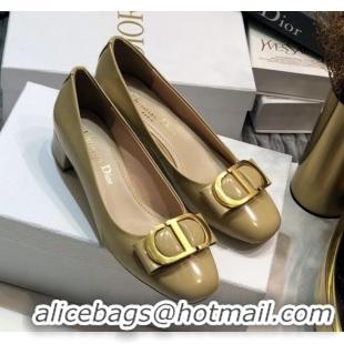 Grade Design Dior Shiny Calfskin Pumps with CD Bow 122248 Yellow