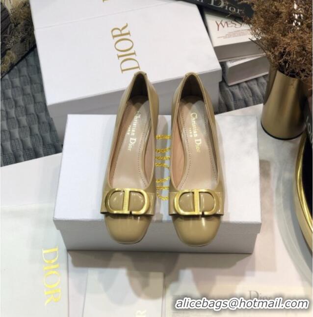 Grade Design Dior Shiny Calfskin Pumps with CD Bow 122248 Yellow