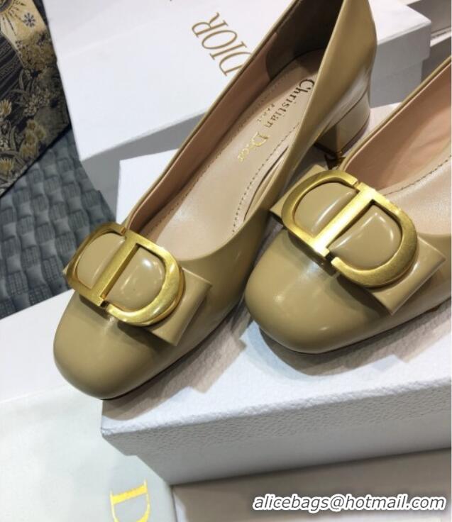 Grade Design Dior Shiny Calfskin Pumps with CD Bow 122248 Yellow