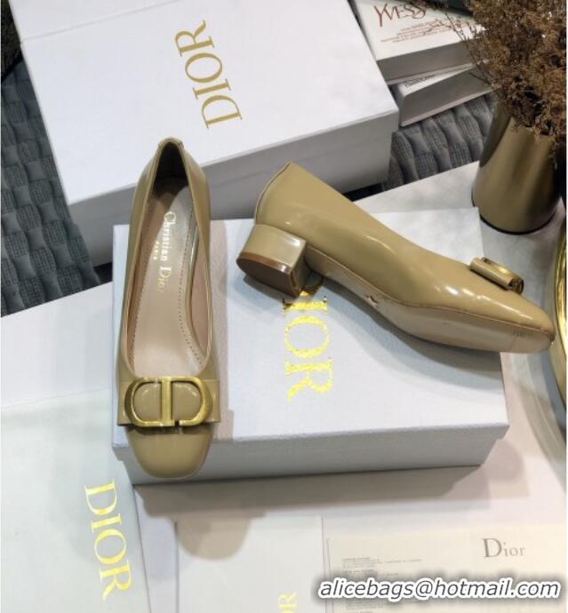 Grade Design Dior Shiny Calfskin Pumps with CD Bow 122248 Yellow