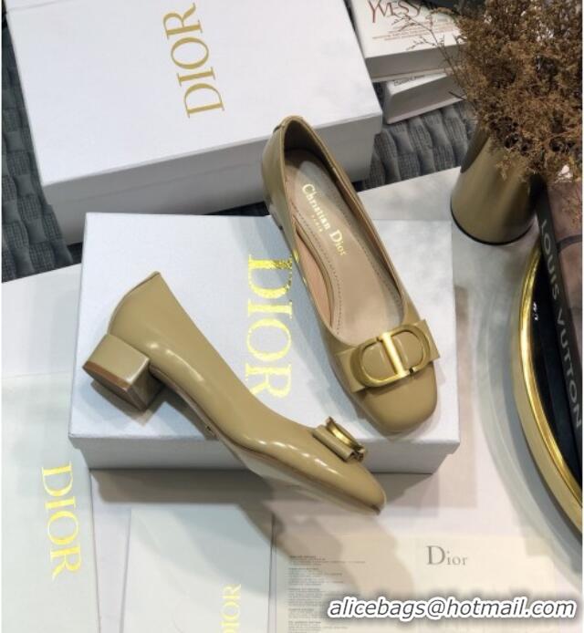 Grade Design Dior Shiny Calfskin Pumps with CD Bow 122248 Yellow