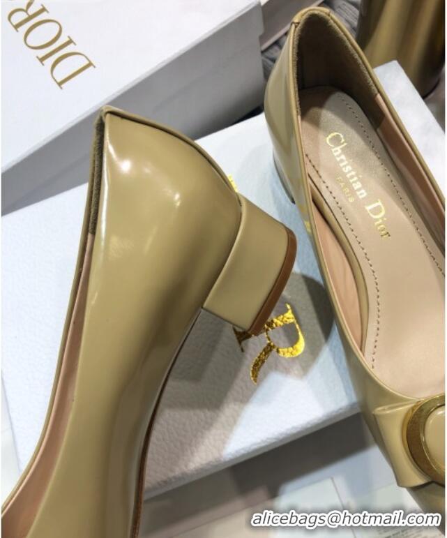 Grade Design Dior Shiny Calfskin Pumps with CD Bow 122248 Yellow