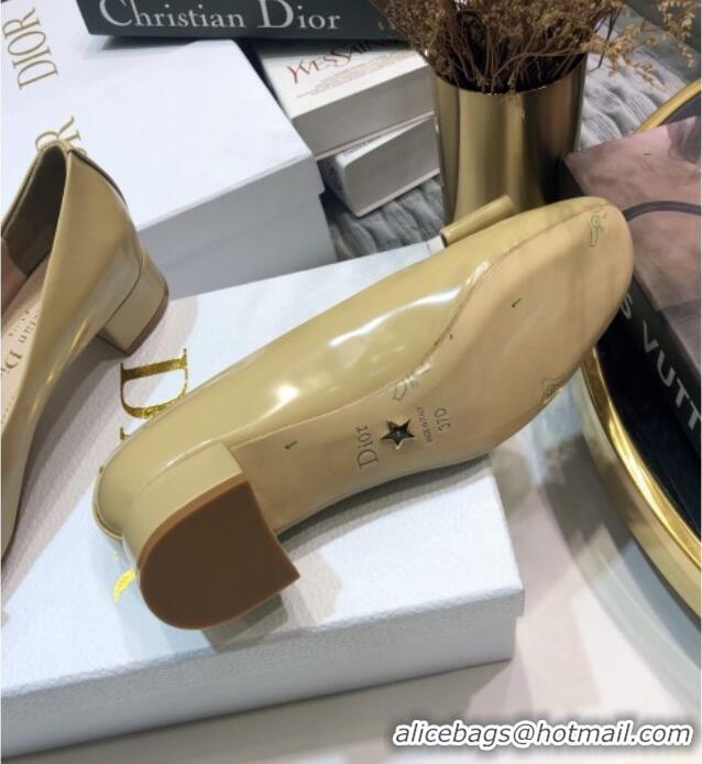 Grade Design Dior Shiny Calfskin Pumps with CD Bow 122248 Yellow