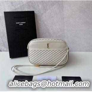 Top Quality SAINT LAURENT VICTOIRE CAMERA BAG IN QUILTED LAMBSKIN 6489901 BLANC VINTAGE