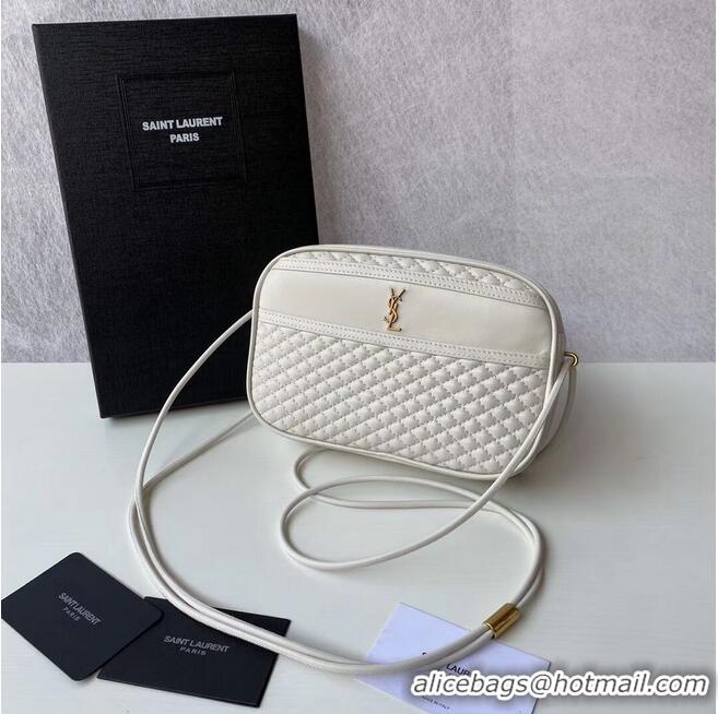 Top Quality SAINT LAURENT VICTOIRE CAMERA BAG IN QUILTED LAMBSKIN 6489901 BLANC VINTAGE