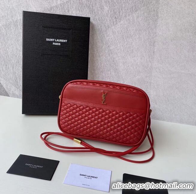 New Style SAINT LAURENT VICTOIRE CAMERA BAG IN QUILTED LAMBSKIN 6489901 Red