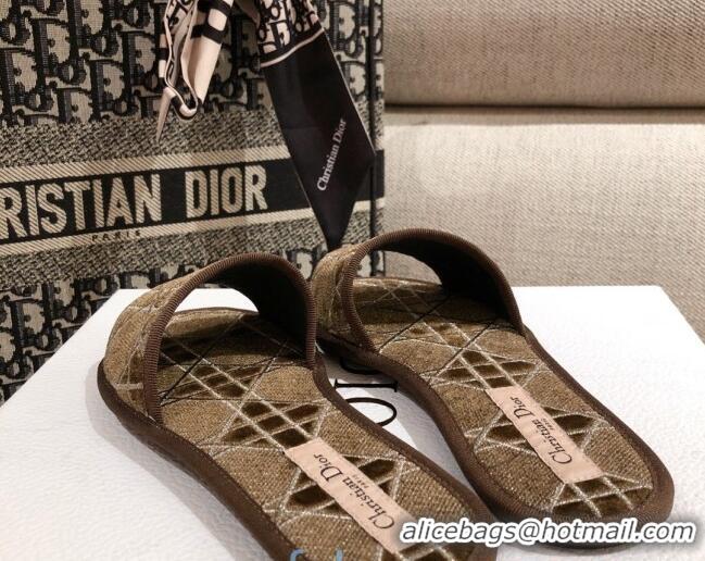 Custom Dior Homey Slipper Sandals in Brown Cannage Embroidery 122333