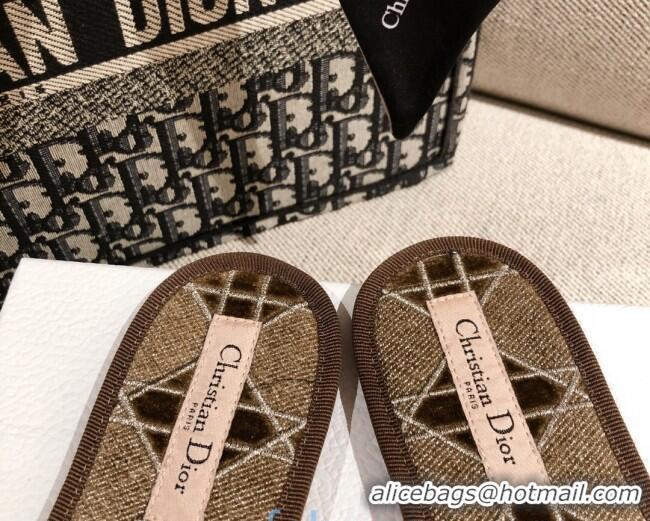 Custom Dior Homey Slipper Sandals in Brown Cannage Embroidery 122333