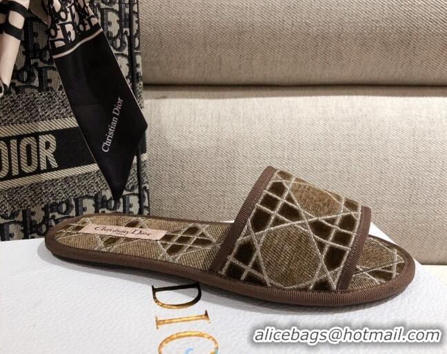 Custom Dior Homey Slipper Sandals in Brown Cannage Embroidery 122333