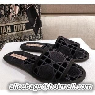 New Style Dior Homey Slipper Sandals in Black Cannage Embroidery 122333