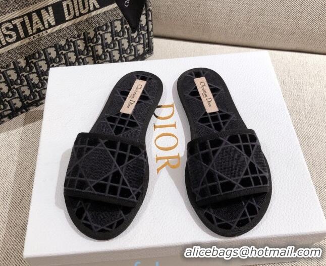 New Style Dior Homey Slipper Sandals in Black Cannage Embroidery 122333