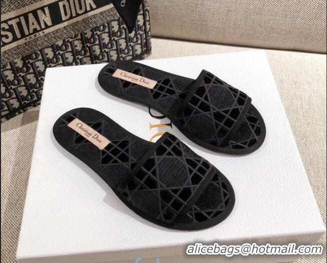 New Style Dior Homey Slipper Sandals in Black Cannage Embroidery 122333