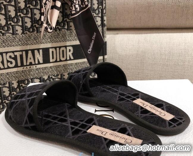 New Style Dior Homey Slipper Sandals in Black Cannage Embroidery 122333