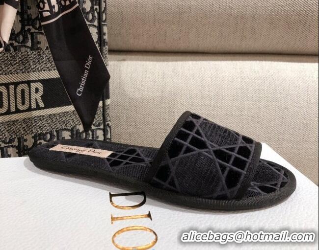 New Style Dior Homey Slipper Sandals in Black Cannage Embroidery 122333