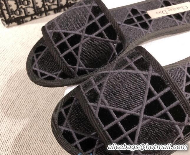 New Style Dior Homey Slipper Sandals in Black Cannage Embroidery 122333