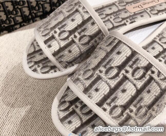 Most Popular Dior Homey Slipper Sandals in Grey Oblique Embroidery 122333