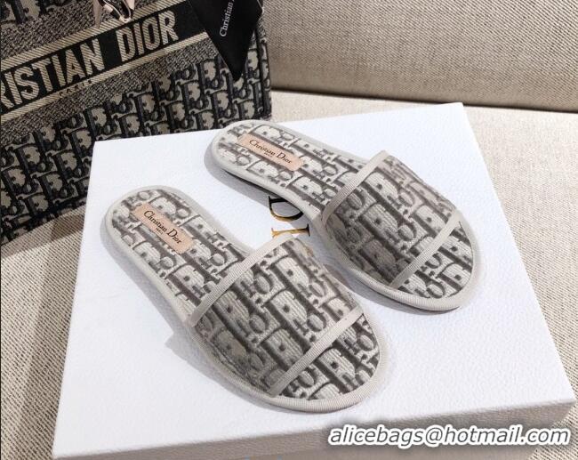 Most Popular Dior Homey Slipper Sandals in Grey Oblique Embroidery 122333