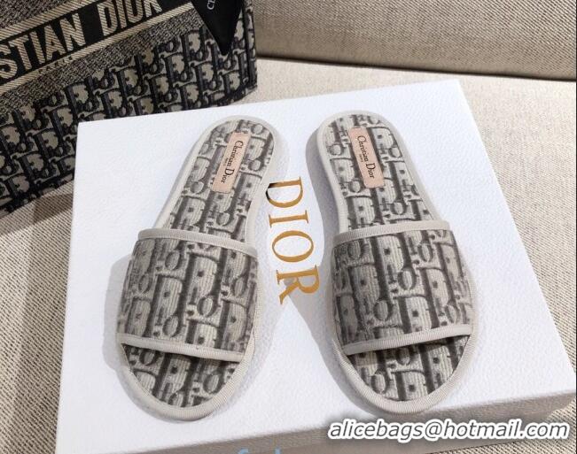 Most Popular Dior Homey Slipper Sandals in Grey Oblique Embroidery 122333