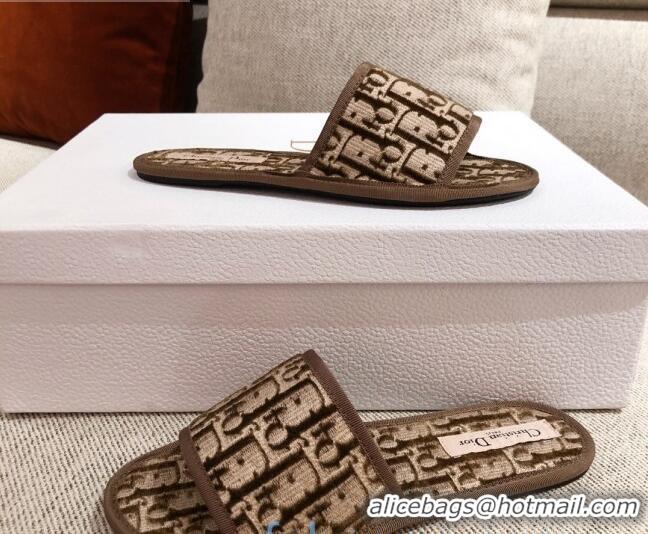 Perfect Dior Homey Slipper Sandals in Brown Oblique Embroidery 122333