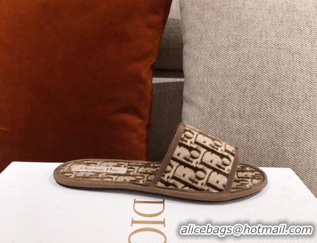 Perfect Dior Homey Slipper Sandals in Brown Oblique Embroidery 122333