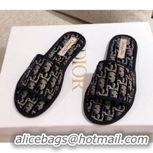 Good Product Dior Homey Slipper Sandals in Blue Oblique Embroidery 122333