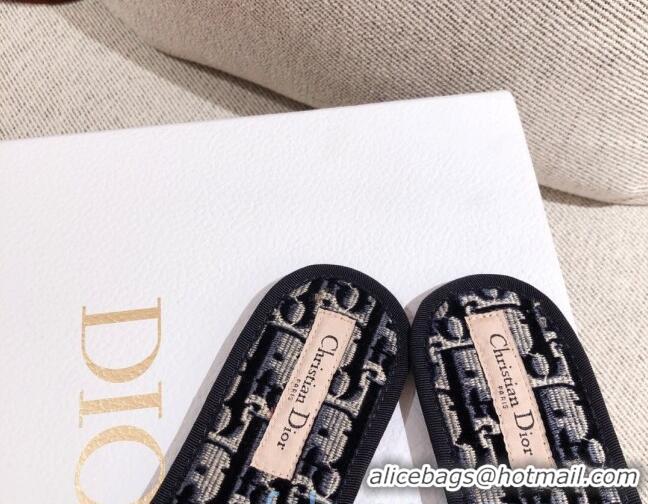 Good Product Dior Homey Slipper Sandals in Blue Oblique Embroidery 122333