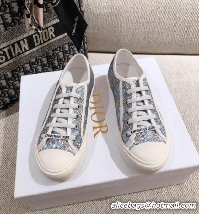 Low Price Dior Walk'n'Dior Sneakers in Light Blue Crystal Oblique Embroidery 122358