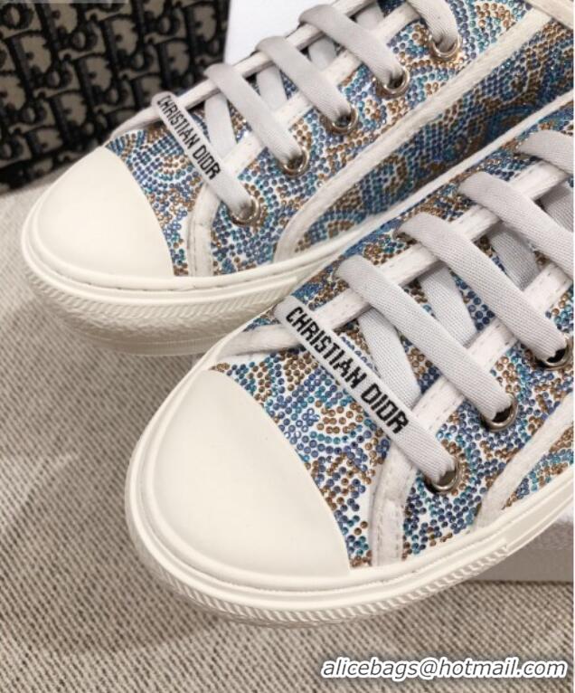 Low Price Dior Walk'n'Dior Sneakers in Light Blue Crystal Oblique Embroidery 122358