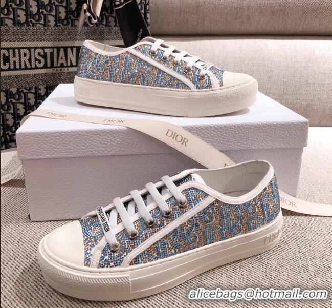 Low Price Dior Walk'n'Dior Sneakers in Light Blue Crystal Oblique Embroidery 122358