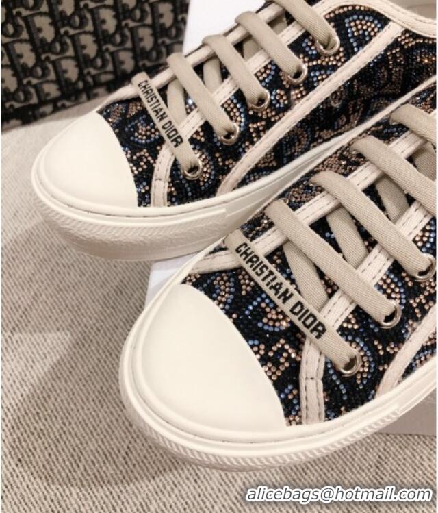 Best Price Dior Walk'n'Dior Sneakers in Navy Blue Crystal Oblique Embroidery 122358