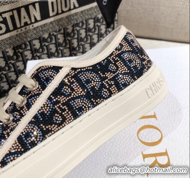 Best Price Dior Walk'n'Dior Sneakers in Navy Blue Crystal Oblique Embroidery 122358