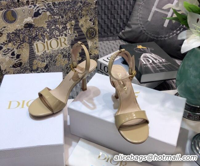 Low Cost Dior Boy-D CD Shiny Calfskin Sandals 8cm 010791 Beige