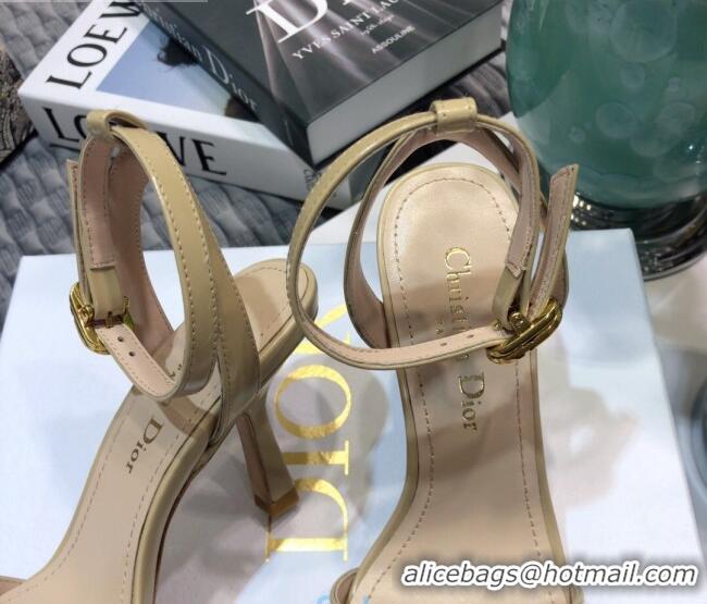 Low Cost Dior Boy-D CD Shiny Calfskin Sandals 8cm 010791 Beige