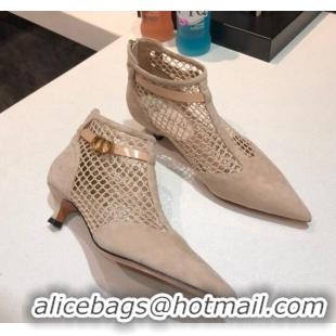 Custom Dior Suede Mesh Pumps 4cm 011153 Beige