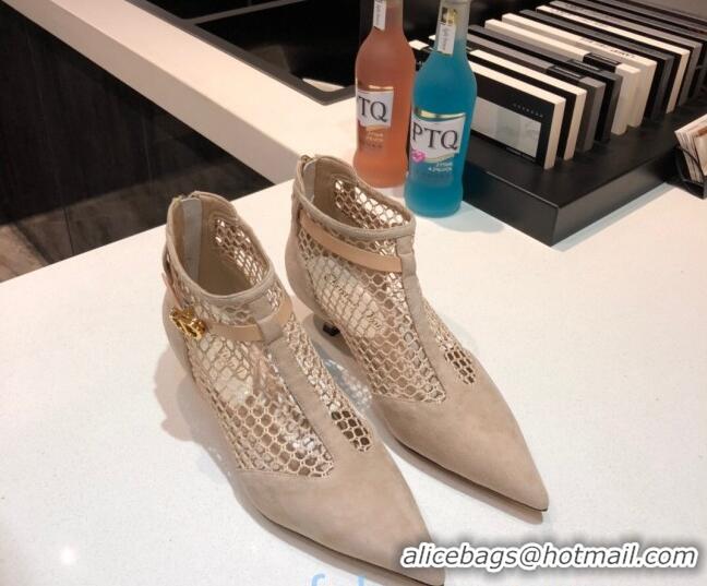 Custom Dior Suede Mesh Pumps 4cm 011153 Beige