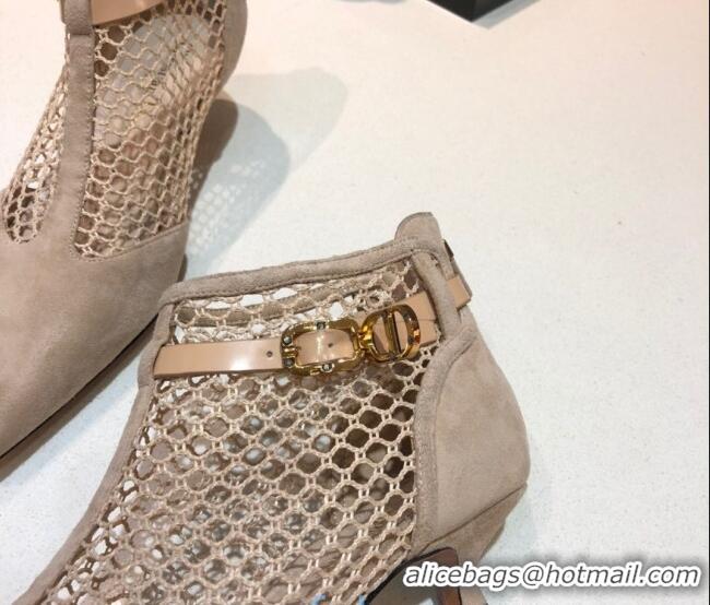 Custom Dior Suede Mesh Pumps 4cm 011153 Beige