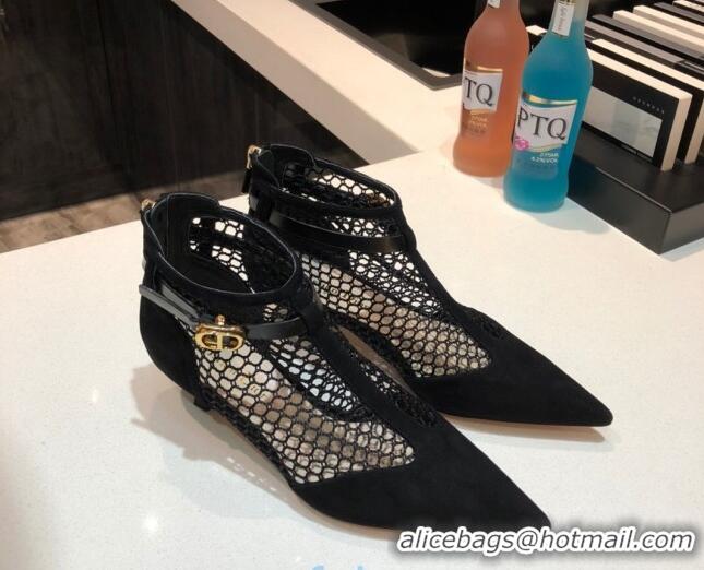 Good Quality Dior Suede Mesh Pumps 4cm 011153 Black