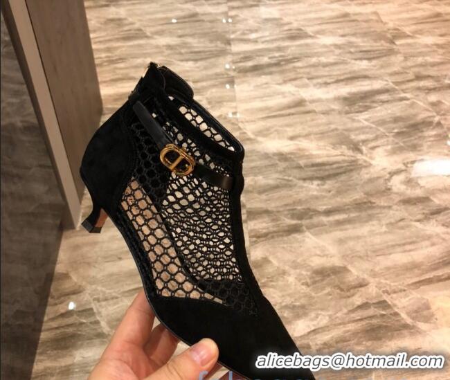 Good Quality Dior Suede Mesh Pumps 4cm 011153 Black