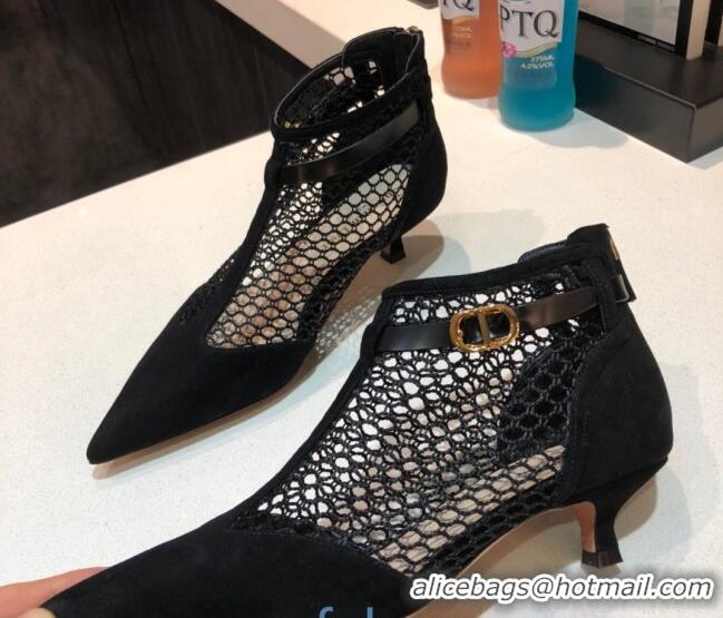 Good Quality Dior Suede Mesh Pumps 4cm 011153 Black