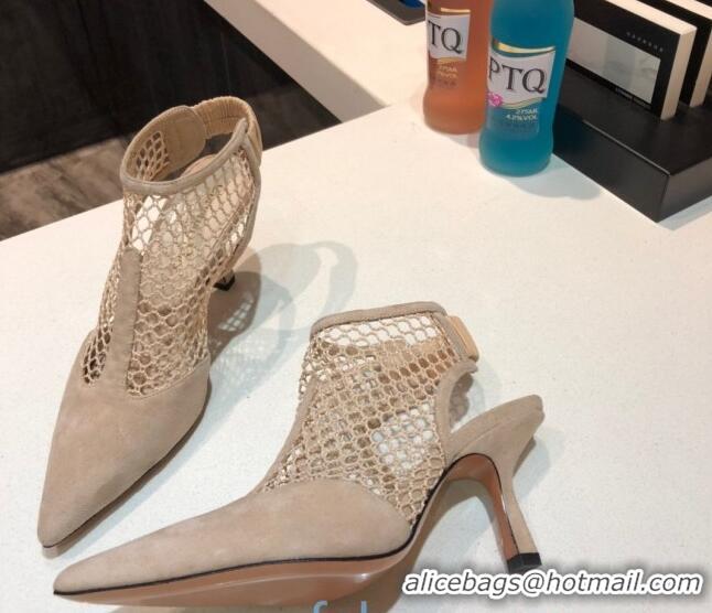 Super Quality Dior Suede Mesh Pumps 7.5cm 011155 Beige