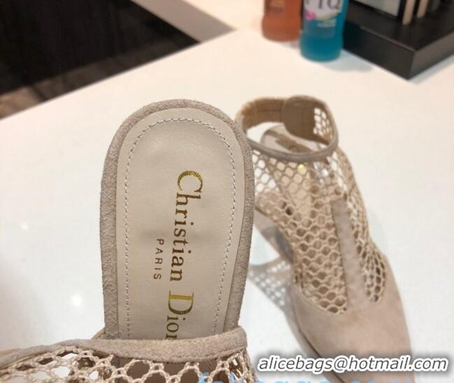 Super Quality Dior Suede Mesh Pumps 7.5cm 011155 Beige