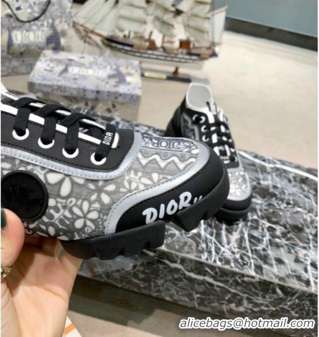 Sumptuous Dior D-Connect Sneakers in Bloom and Luminous Fabric Black 012552 Black