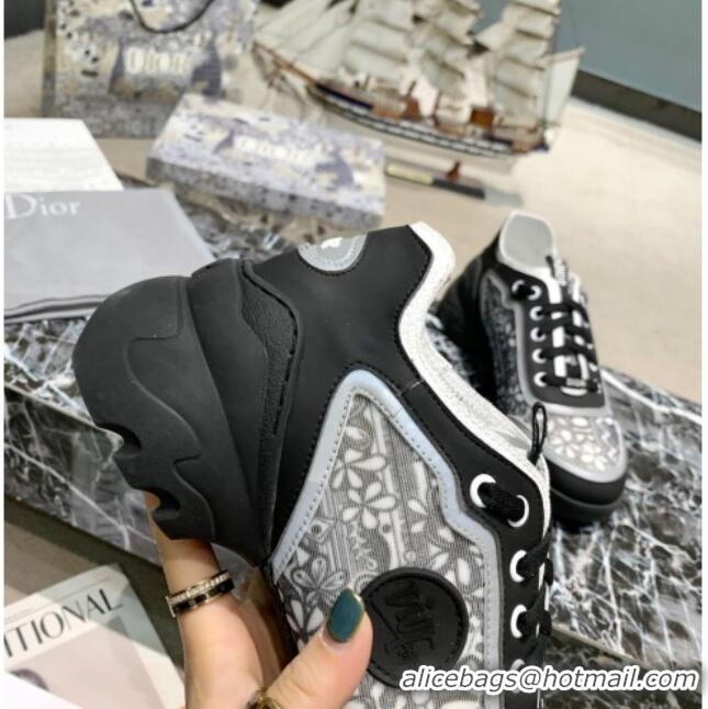 Sumptuous Dior D-Connect Sneakers in Bloom and Luminous Fabric Black 012552 Black