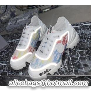 Stylish Dior D-Connect Sneakers in Oblique and Luminous Fabric MultiColor 012556