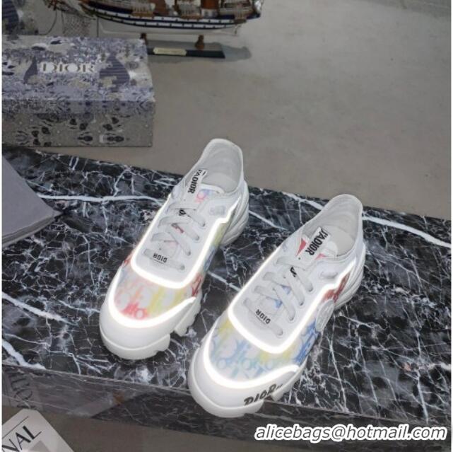 Stylish Dior D-Connect Sneakers in Oblique and Luminous Fabric MultiColor 012556