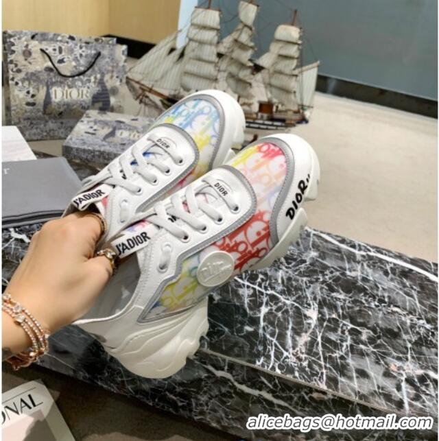 Stylish Dior D-Connect Sneakers in Oblique and Luminous Fabric MultiColor 012556